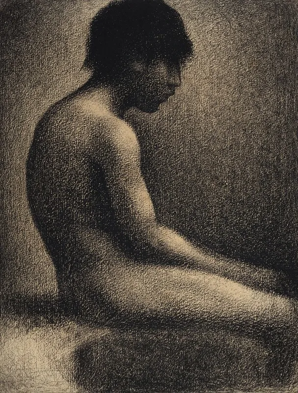 Seated Nude Study For Une Baignade Wall Art by Georges Seurat - High-Resolution Digital Print