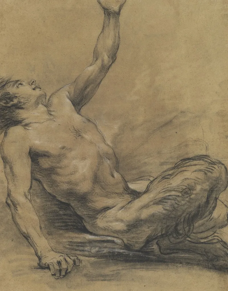 Seated Satyr Leaning Backward Recto Wall Art by Jean-Baptiste Deshays - High-Resolution Digital Print