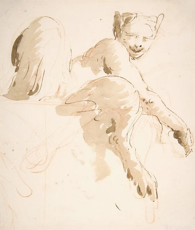 Seated Satyress Wall Art by Giovanni Battista Tiepolo - High-Resolution Digital Print