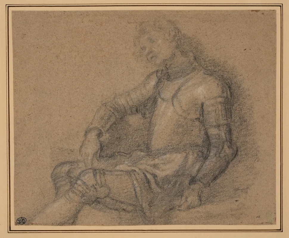 Seated Soldier In Armor Wall Art by Francesco Curradi - High-Resolution Digital Print