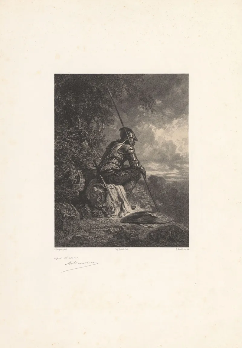 Seated Soldier Seen From The Back In A Landscape