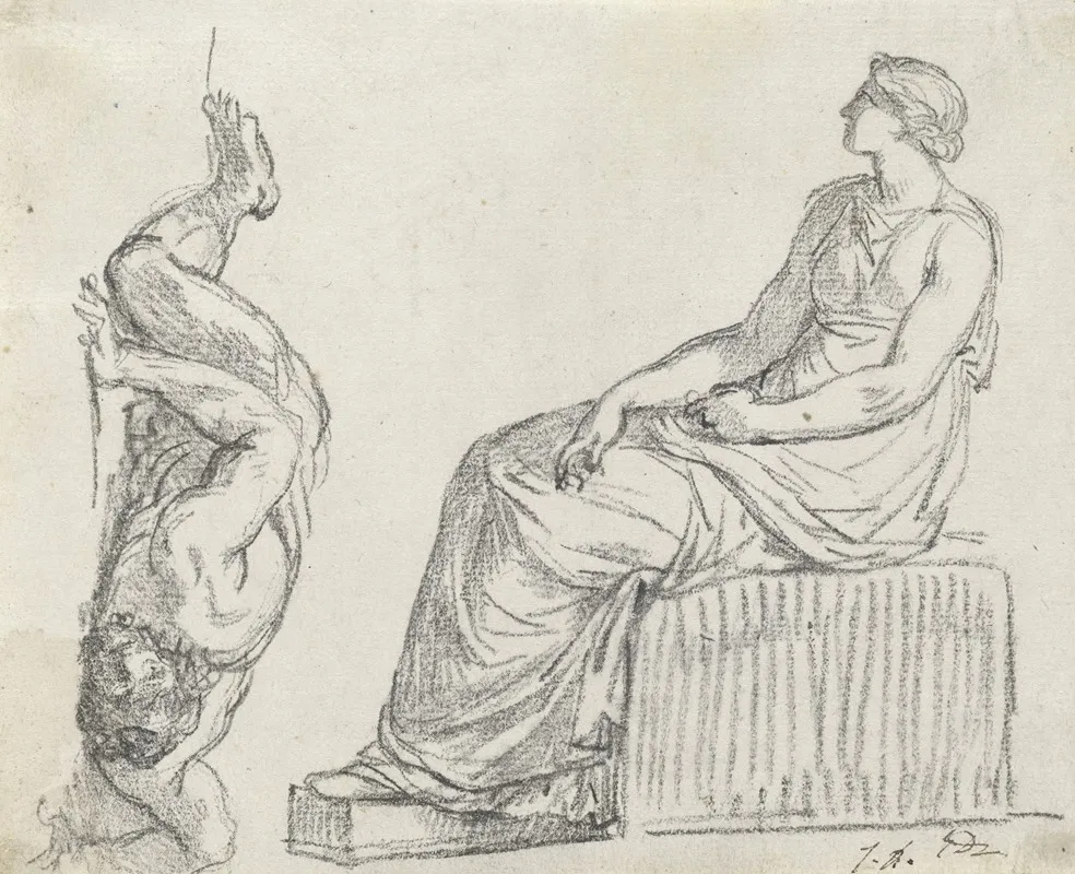 Seated Woman And Man Sprawling On The Ground
