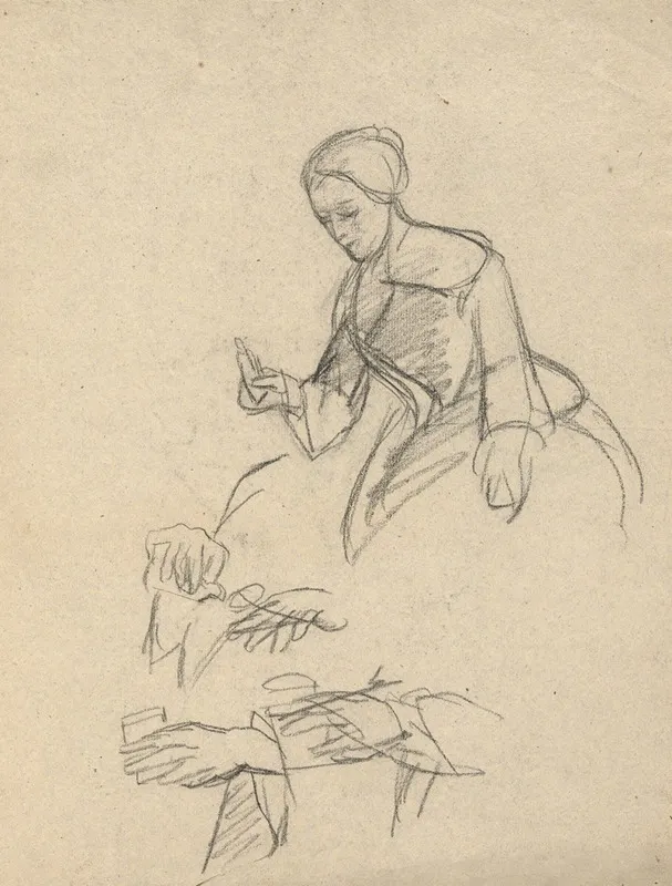 Seated Woman Sketch For Signing Of The Compact In The Cabin Of The Mayflower Wall Art by Edwin White - High-Resolution Digital Print