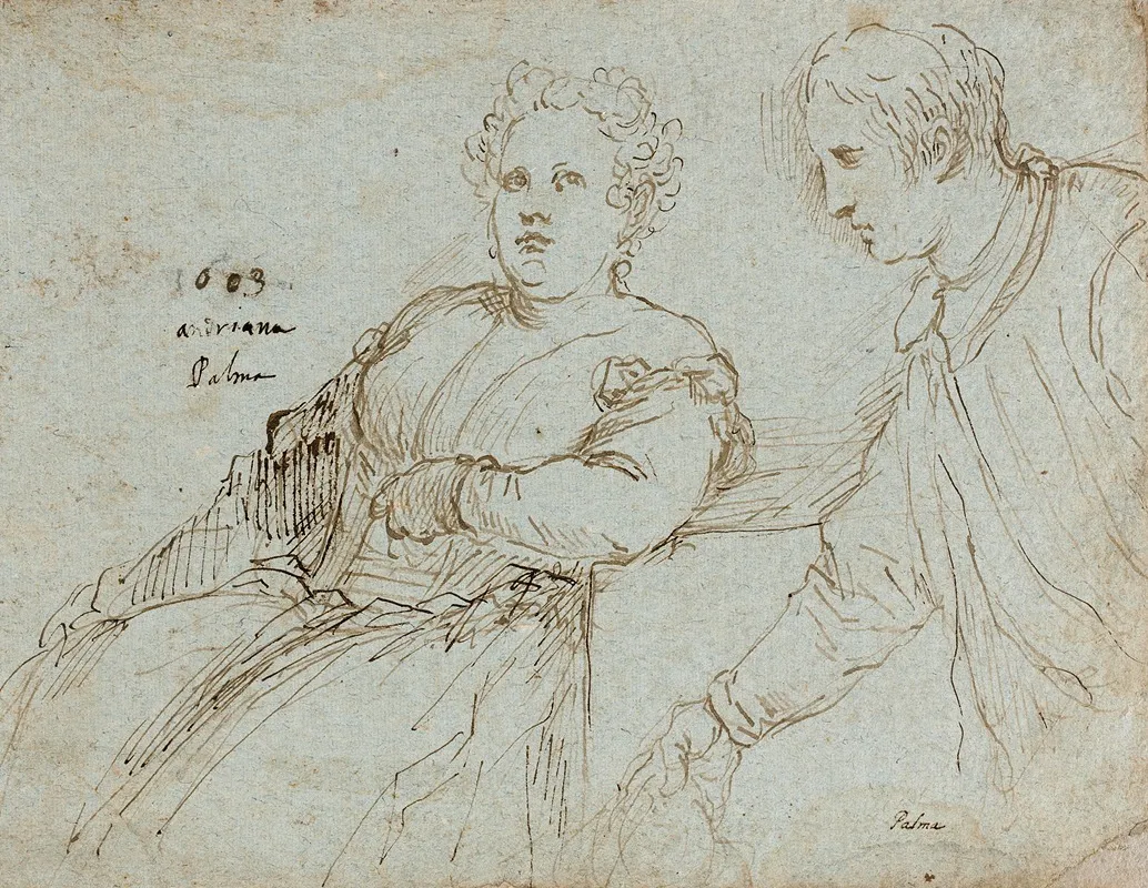 Seated Woman With A Man In Profile Andriana Palma
