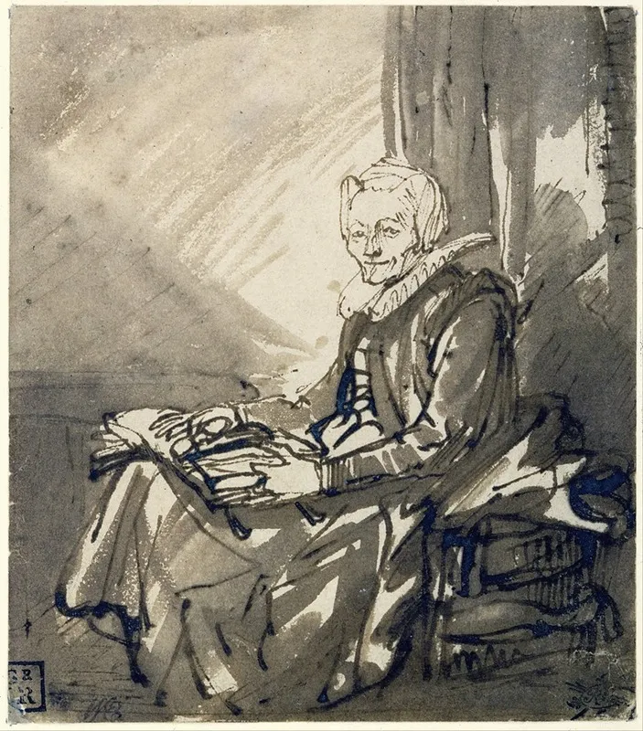 Seated Woman With An Open Book On Her Lap