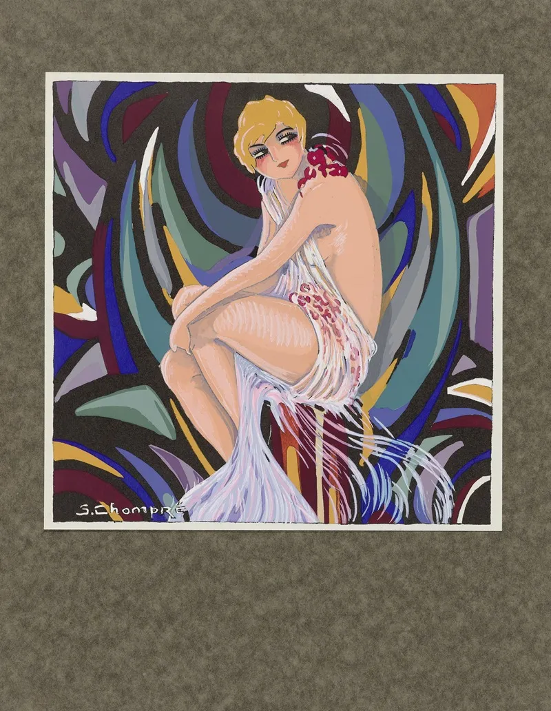 Seated Woman With Drapery 2 Wall Art by S. Chompré - High-Resolution Digital Print