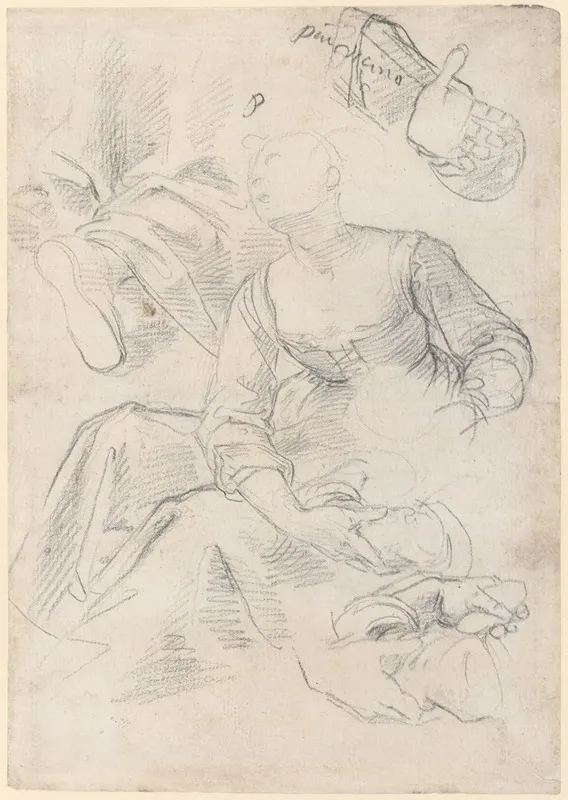 Seated Woman With Studies Of Arms And Legs