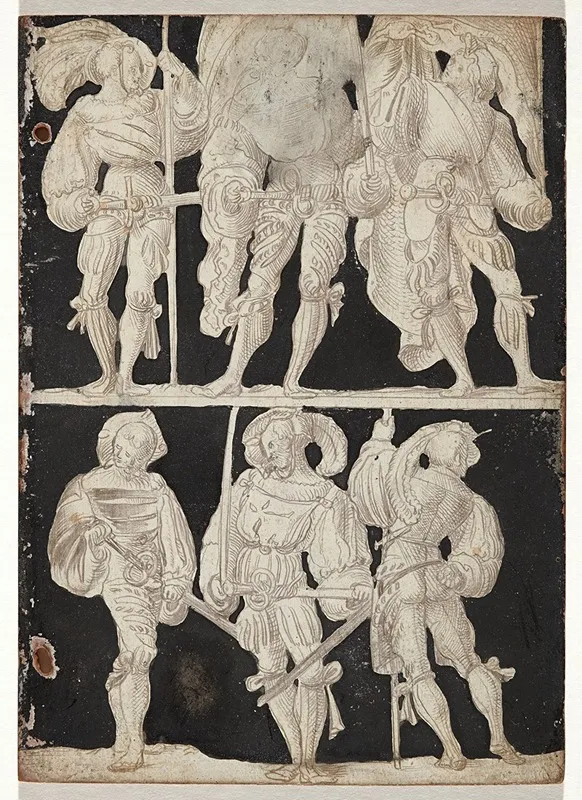 Sechs Mannerfiguren Krieger
