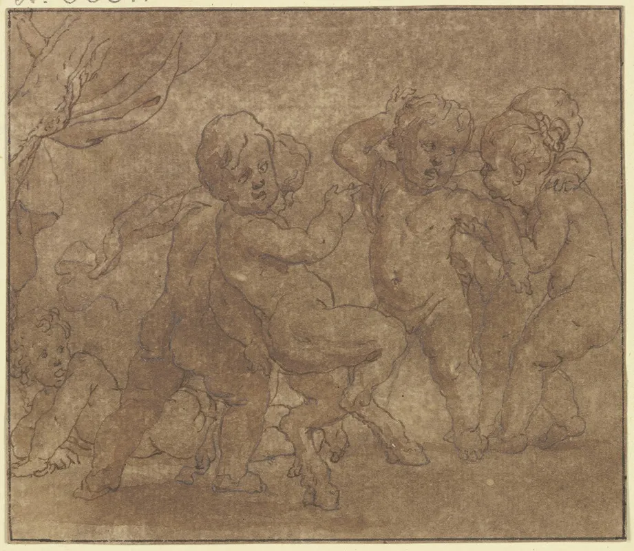 Sechs Tanzende Nackte Kinder Eines Davon Hat Ziegenfuse Wall Art by Gerard de Lairesse - High-Resolution Digital Print