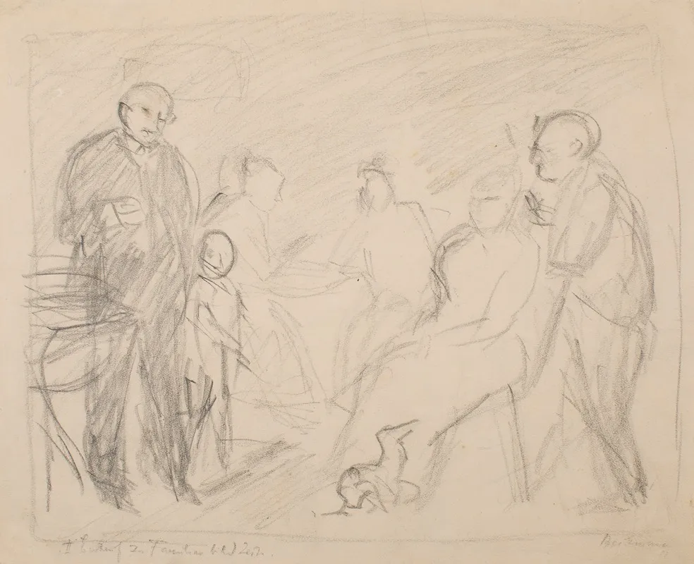 Second Sketch For Zech Family Portrait Wall Art by Max Beckmann - High-Resolution Digital Print