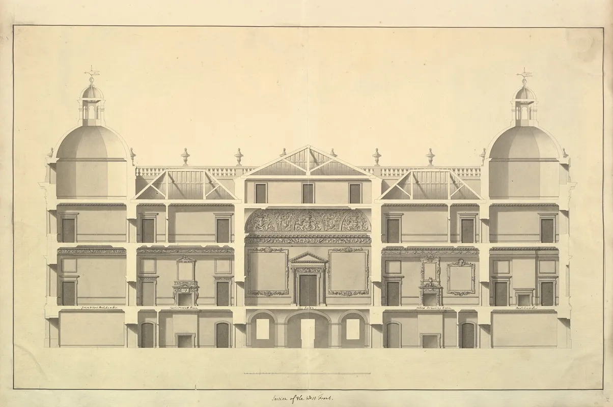 Section Of The West Front Houghton Hall Norfolk