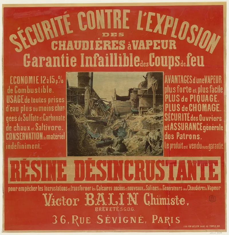 Securite Contre Lexplosion Des Chaudieres A Vapeur Wall Art by Lith. Van Geleyn - High-Resolution Digital Print