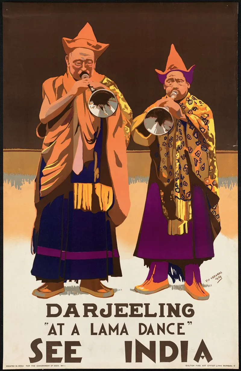See India Darjeeling At A Lama Dance Wall Art by Vic Veevers - High-Resolution Digital Print
