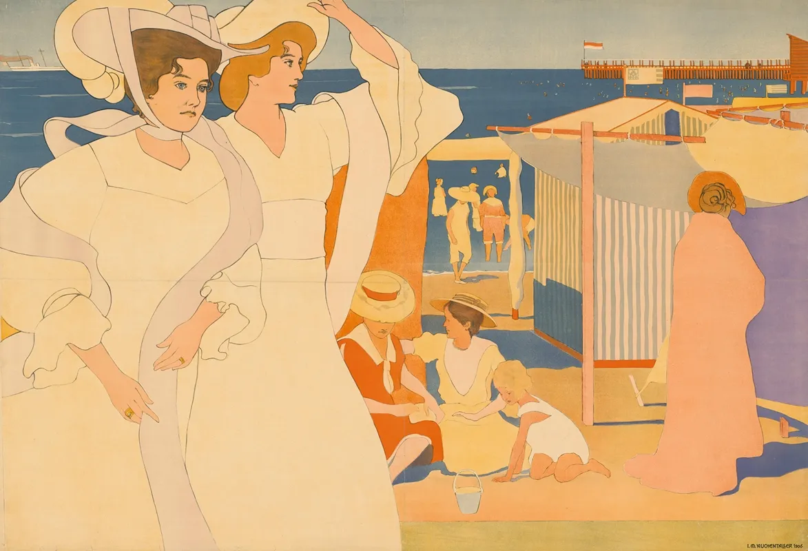 Seebad Grado 2 Wall Art by Josef Maria Auchentaller - High-Resolution Digital Print