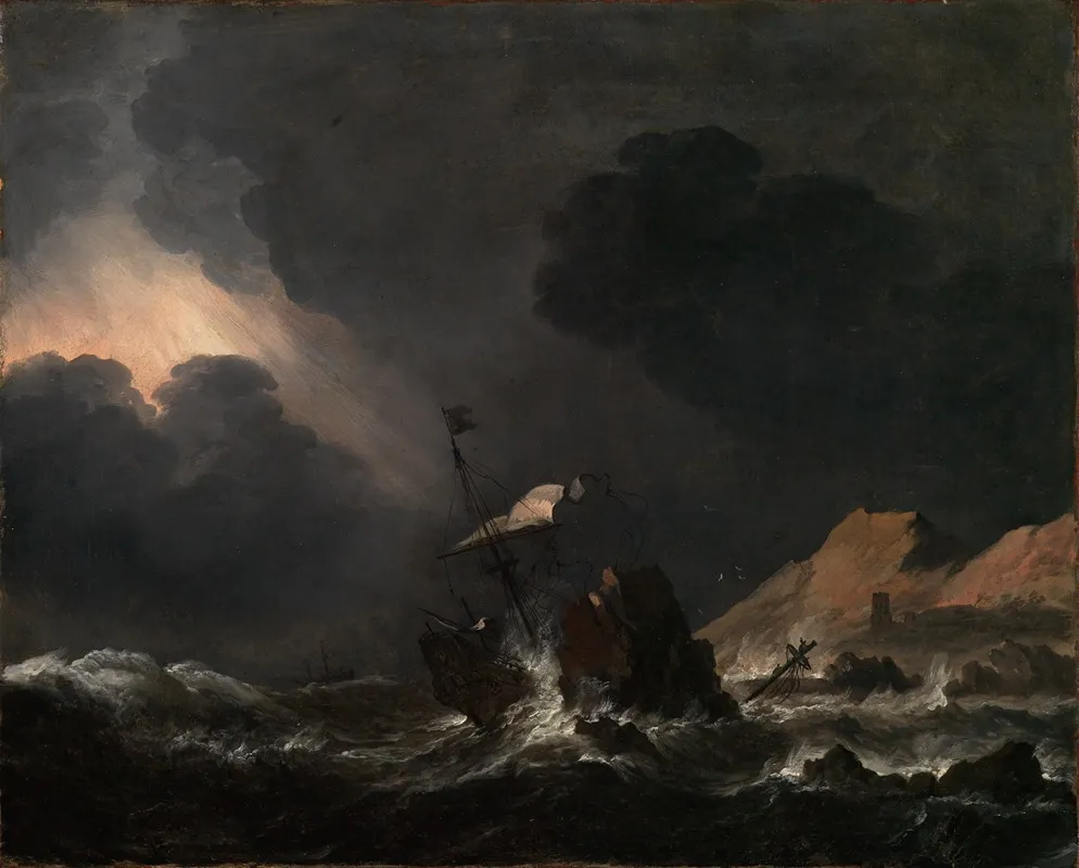 Seesturm Mit Strandendem Schiff Wall Art by Jan Theunisz. Blanckerhoff - High-Resolution Digital Print