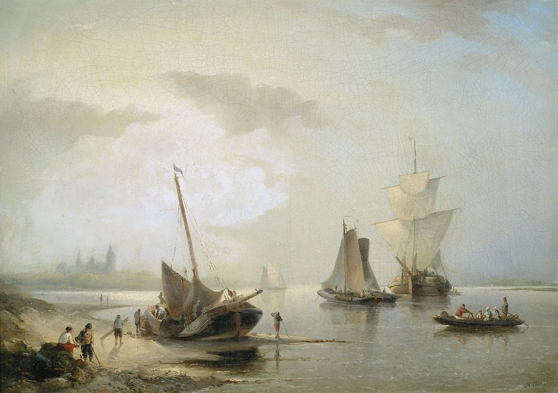 Segelschiffe An Hollandischer Kuste Im Morgenlicht Wall Art by Nicolaas Riegen - High-Resolution Digital Print