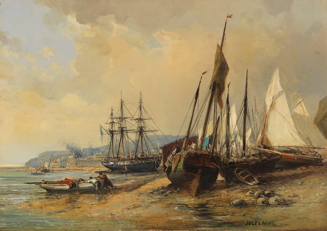 Segelschiffe Und Fischerboote Am Bretonischen Strand