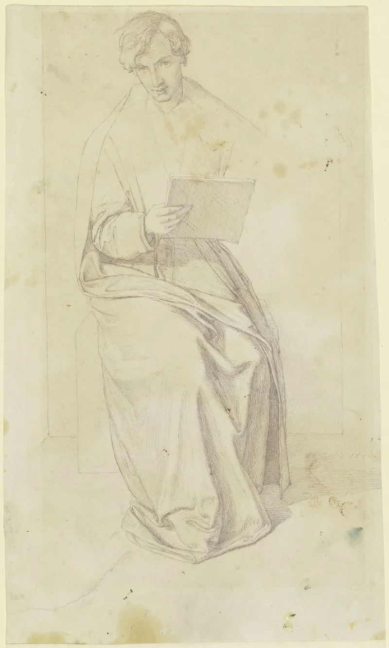 Selbstbildnis Als Ganzfigur Mit Zeichenbrett Wall Art by Victor Emil Janssen - High-Resolution Digital Print