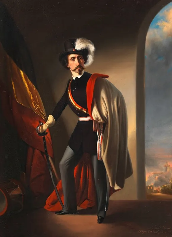 Selbstbildnis Als Kommandant Der Akademischen Legion Wall Art by Josef Matthias Aigner - High-Resolution Digital Print