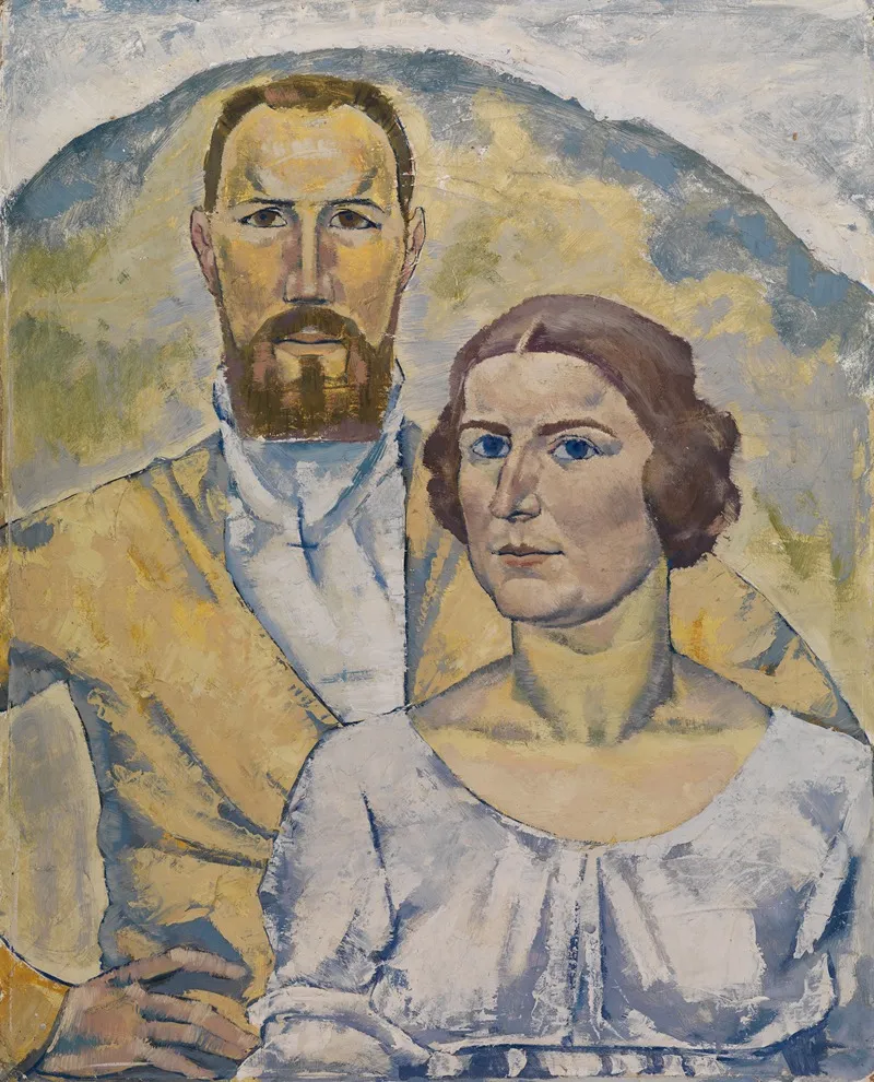Selbstbildnis Des Kunstlers Mit Seiner Frau Wall Art by August Babberger - High-Resolution Digital Print