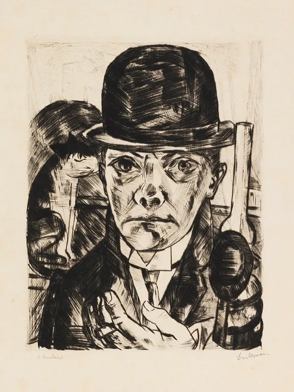 Selbstbildnis Mit Steifem Hut Wall Art by Max Beckmann - High-Resolution Digital Print
