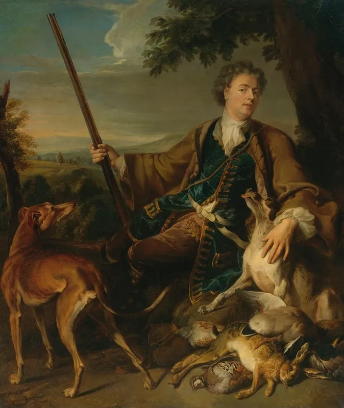 Self Portrait As A Hunter 2 Wall Art by Manner Of Alexandre-François Desportes - High-Resolution Digital Print