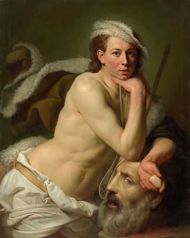 Self Portrait As David With The Head Of Goliath Wall Art by Johan Joseph Zoffany - High-Resolution Digital Print
