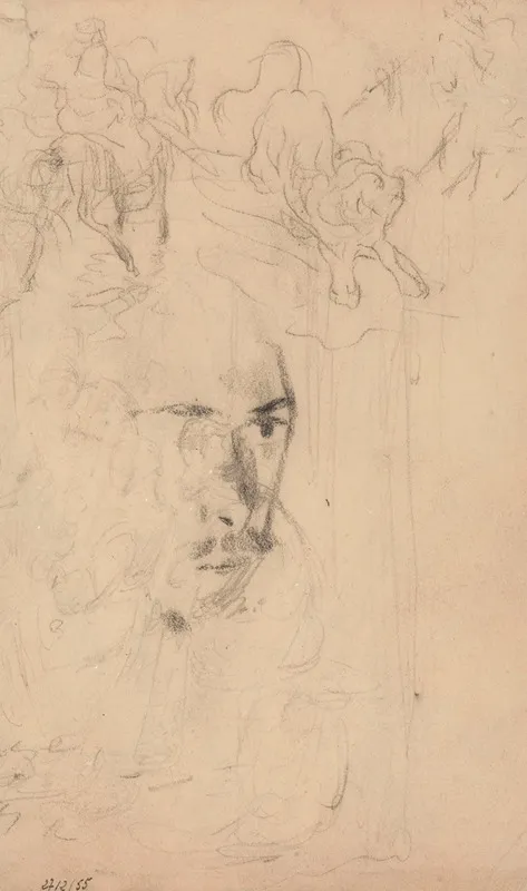 Self Portrait Below A Lion Hunt