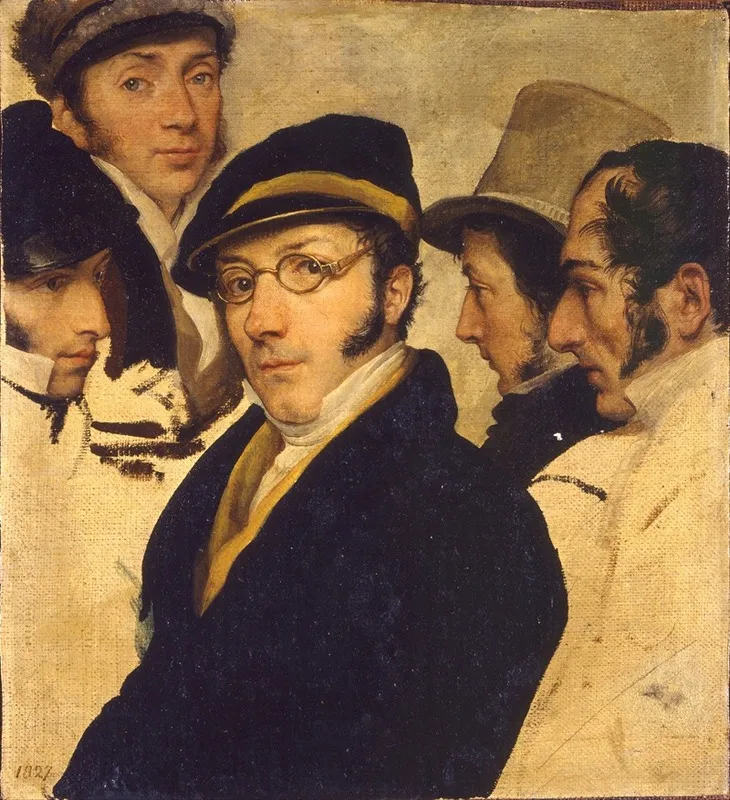 Self Portrait In A Group Of Friends Wall Art by Francesco Hayez - High-Resolution Digital Print