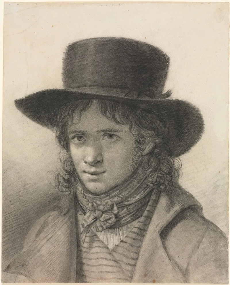 Self Portrait In A Hat 2 Wall Art by Anne Louis Girodet-Trioson - High-Resolution Digital Print
