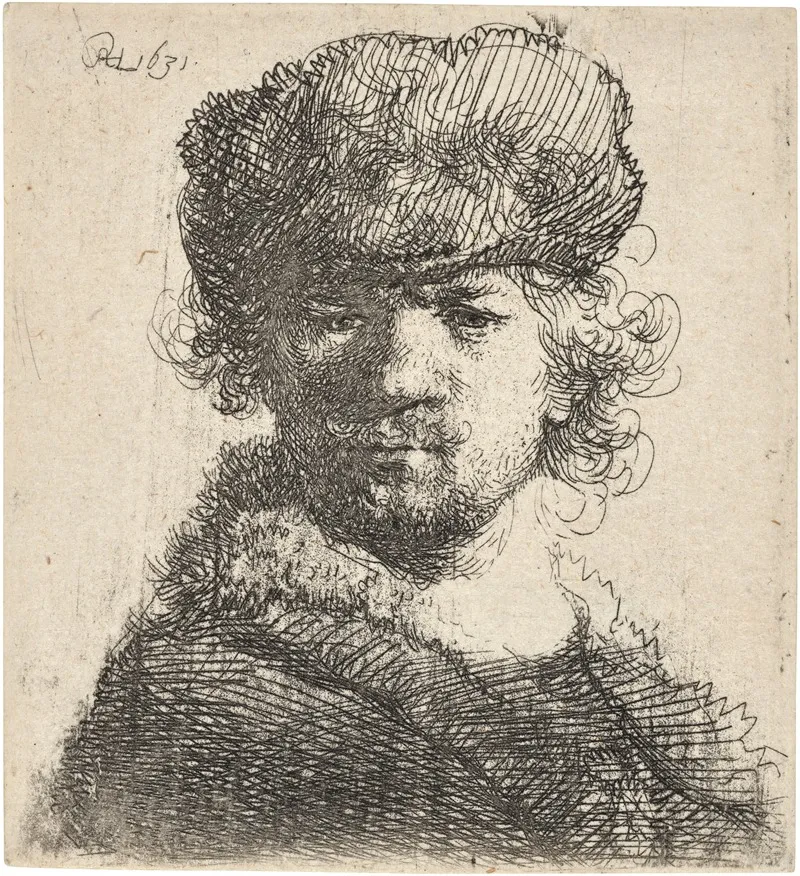 Self Portrait In A Heavy Fur Cap Bust Wall Art by Rembrandt van Rijn - High-Resolution Digital Print