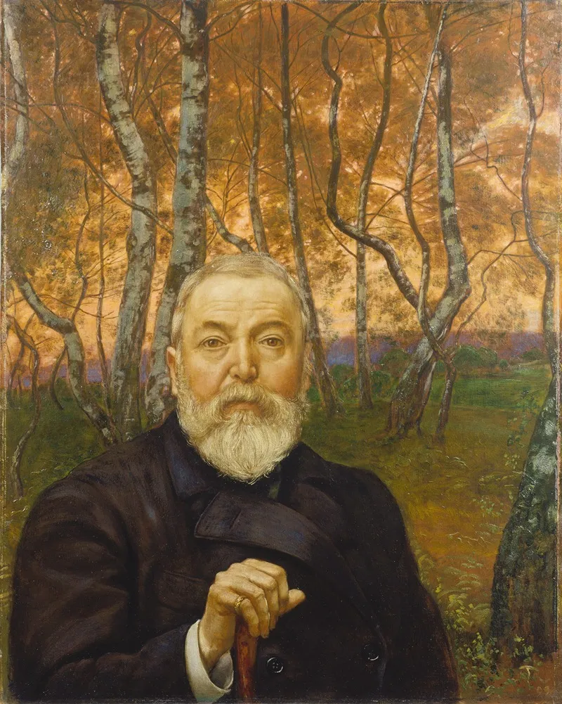 Self Portrait In Front Of A Birch Forest Wall Art by Hans Thoma - High-Resolution Digital Print