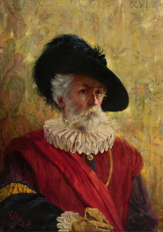 Self Portrait In The 16th Century Costume Wall Art by Edmund Perle - High-Resolution Digital Print