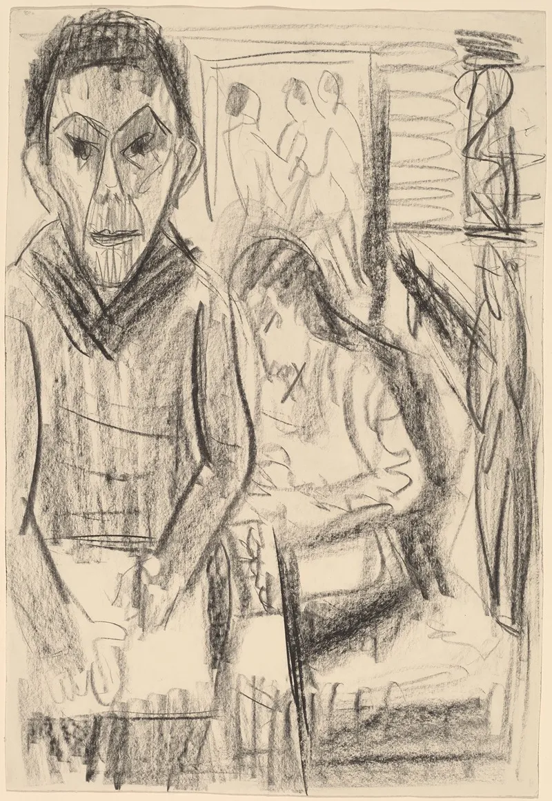 Self Portrait In The Studio 3 Wall Art by Ernst Ludwig Kirchner - High-Resolution Digital Print