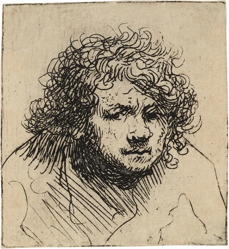 Self Portrait Leaning Forward Bust Wall Art by Rembrandt van Rijn - High-Resolution Digital Print