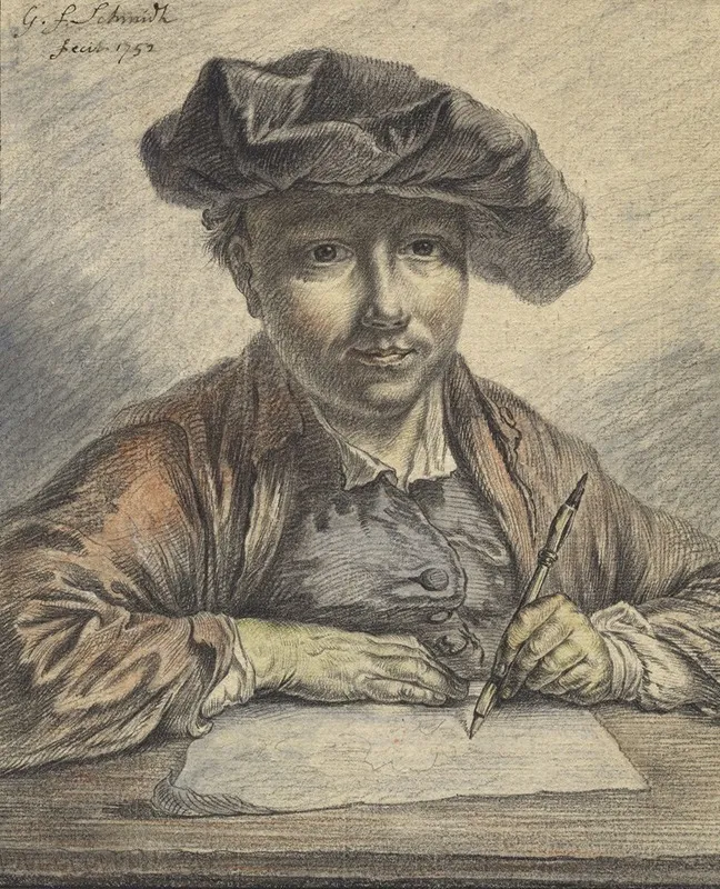 Self Portrait Sketching 2 Wall Art by Georg Friedrich Schmidt - High-Resolution Digital Print