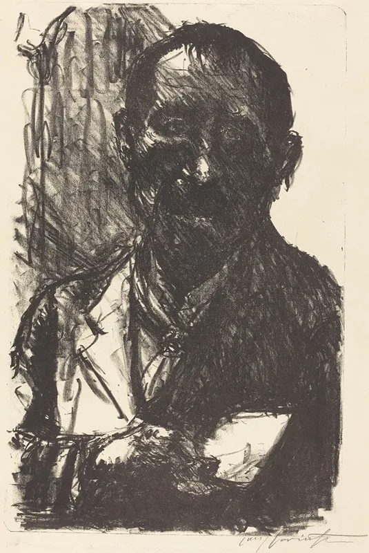Self Portrait Sketching Wall Art by Lovis Corinth - High-Resolution Digital Print