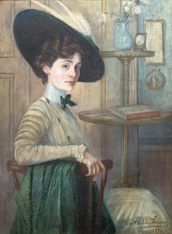 Self Portrait With A Green Hat Wall Art by Jane Atché - High-Resolution Digital Print