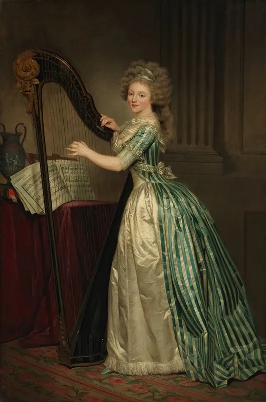 Self Portrait With A Harp Wall Art by Rose-Adelaïde Ducreux - High-Resolution Digital Print