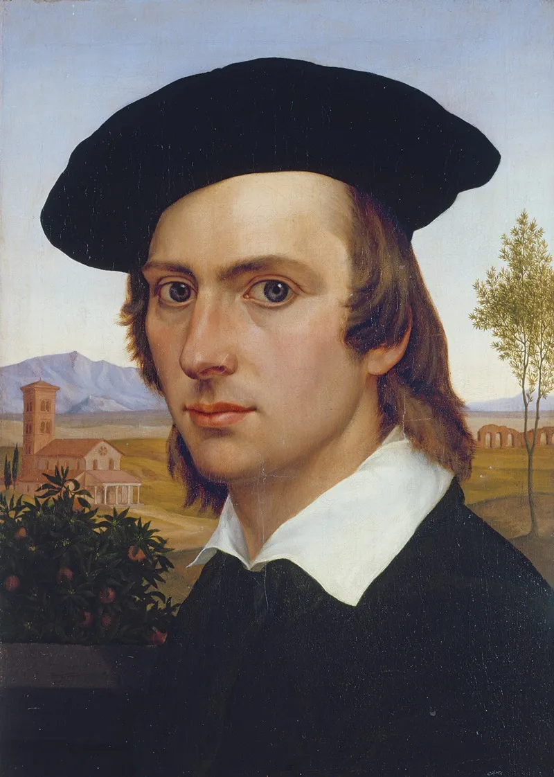 Self Portrait With Beret In Front Of A Roman Landscape Wall Art by Johann David Passavant - High-Resolution Digital Print