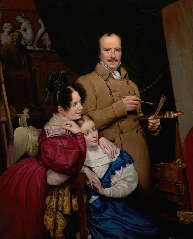 Self Portrait With Family In The Artists Studio Wall Art by Paul Claude-Michel Carpentier - High-Resolution Digital Print
