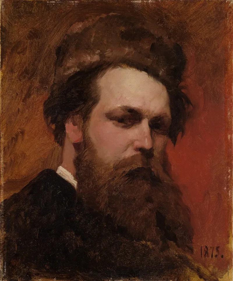 Self Portrait With Fur Hat Wall Art by Ferdinand Keller - High-Resolution Digital Print