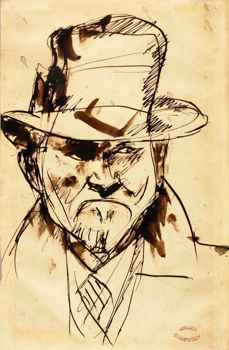 Self Portrait With Hat 3 Wall Art by Enrico Glicenstein - High-Resolution Digital Print