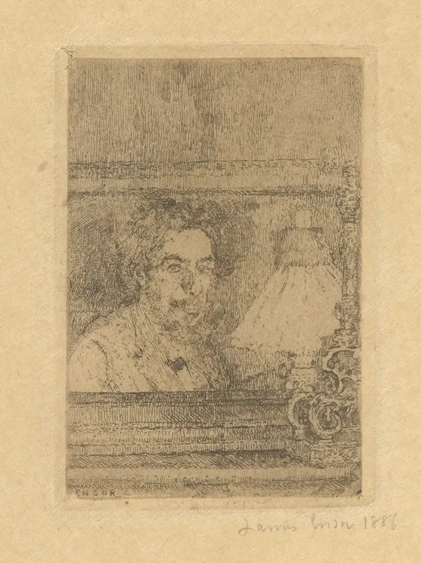 Self Portrait With Lamp