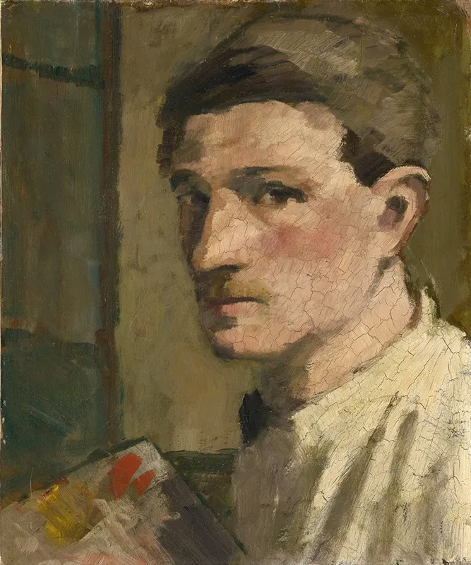 Self Portrait With Palette 3 Wall Art by Hans Brühlmann - High-Resolution Digital Print