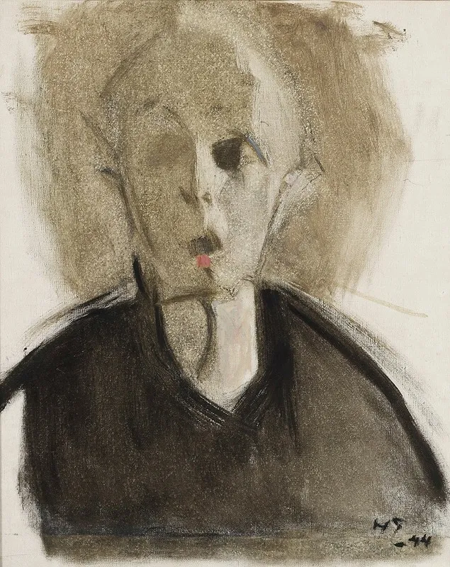 Self Portrait With Red Spot Wall Art by Helene Schjerfbeck - High-Resolution Digital Print