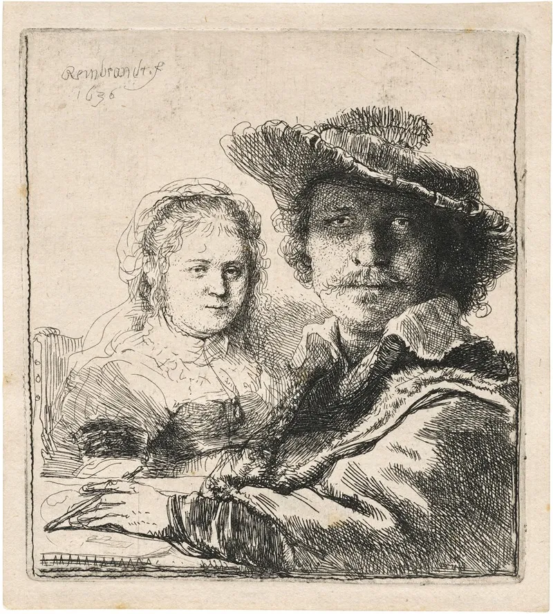 Self Portrait With Saskia 2 Wall Art by Rembrandt van Rijn - High-Resolution Digital Print