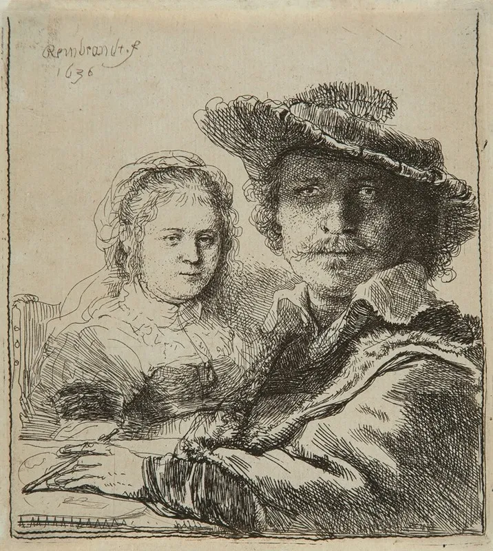 Self Portrait With Saskia Wall Art by Rembrandt van Rijn - High-Resolution Digital Print