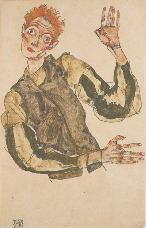 Self Portrait With Striped Sleeves