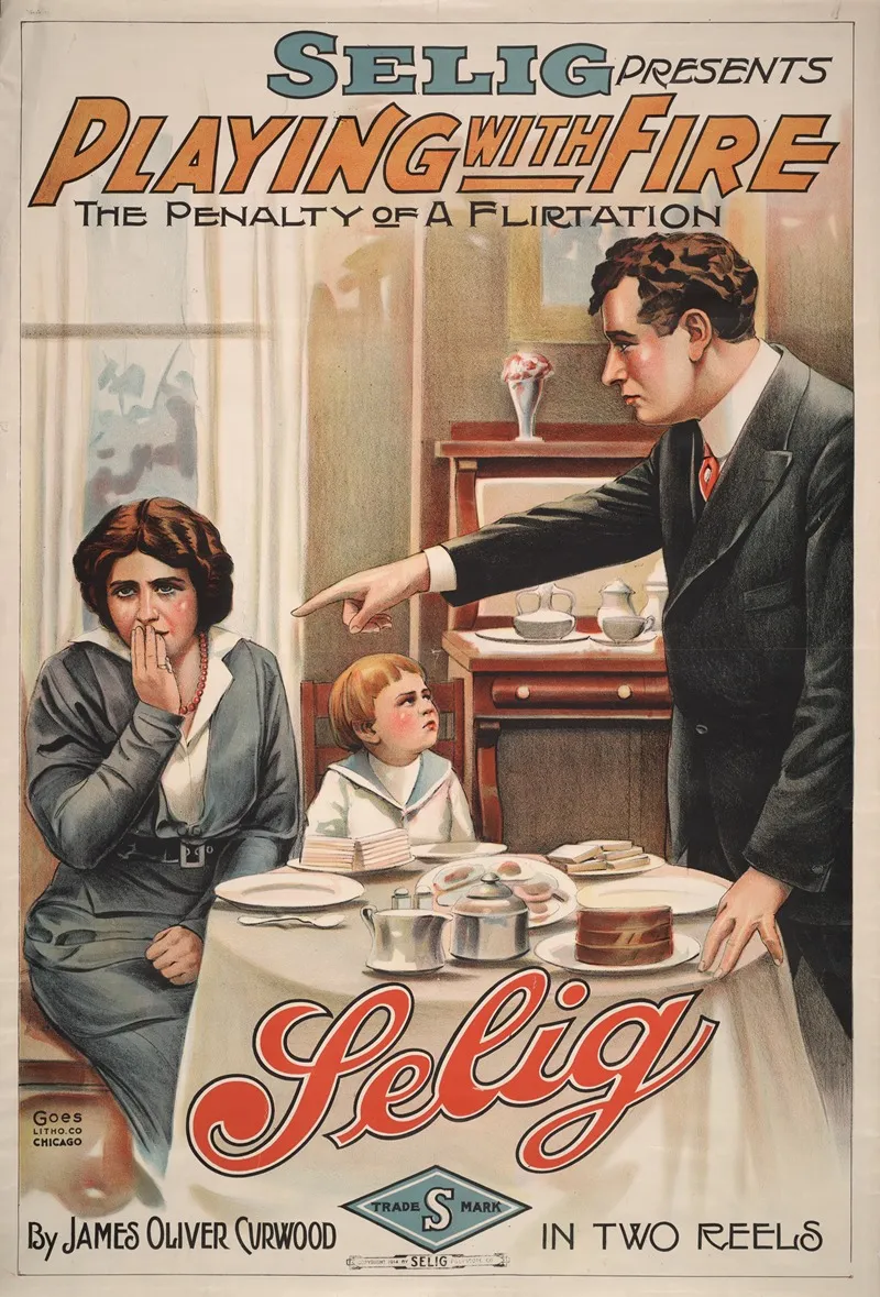 Selig Presents Playing With Fire The Penalty Of Flirtation Wall Art by Goes Litho. Co. - High-Resolution Digital Print